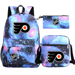 Philadelphia Flyers Hockey League Printed Schoolbag Backpack Shoulder Bag Pencil Bag 3pcs set for Kids Students