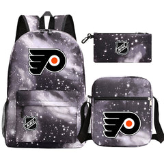 Philadelphia Flyers Hockey League Printed Schoolbag Backpack Shoulder Bag Pencil Bag 3pcs set for Kids Students