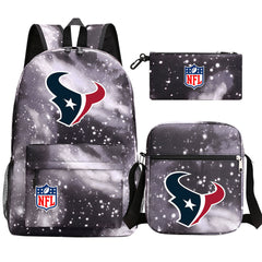 Houston Texans  Football Team Printed Schoolbag Backpack Shoulder Bag Pencil Bag 3pcs set for Kids Students