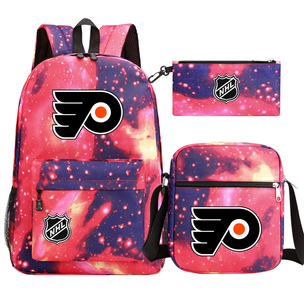 Philadelphia Flyers Hockey League Printed Schoolbag Backpack Shoulder Bag Pencil Bag 3pcs set for Kids Students