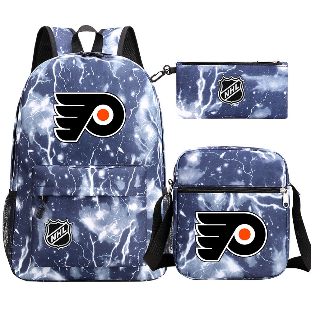 Philadelphia Flyers Hockey League Printed Schoolbag Backpack Shoulder Bag Pencil Bag 3pcs set for Kids Students