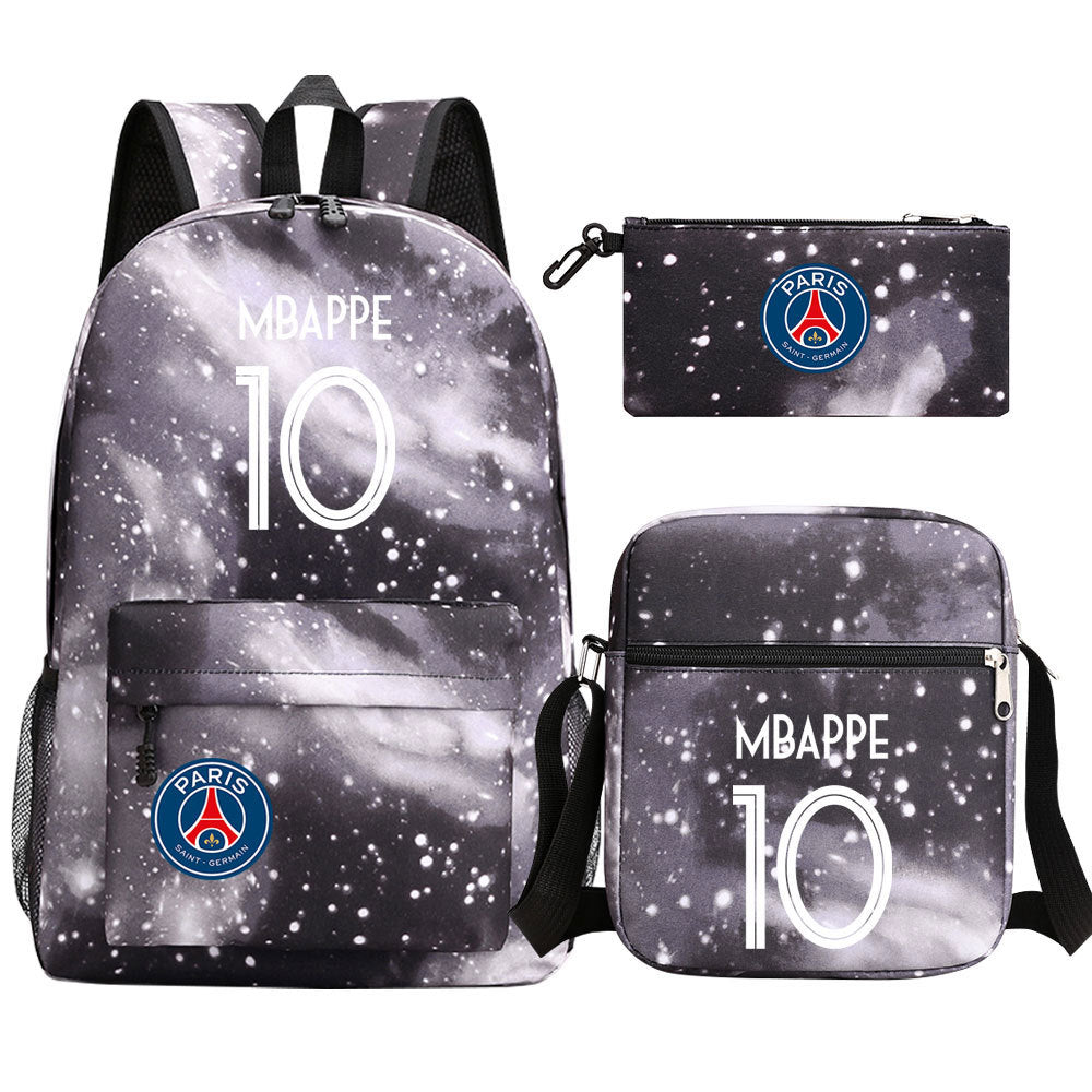 Football Paris Mbappe Schoolbag Backpack Shoulder Bag Pencil Bag Set Gift for Kids Students