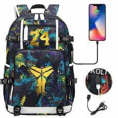 Kobe Basketball Black Mamba  USB Charging Backpack School Notebook Travel Bags