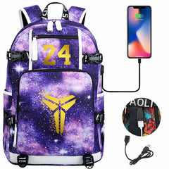 Kobe Basketball Black Mamba  USB Charging Backpack School Notebook Travel Bags