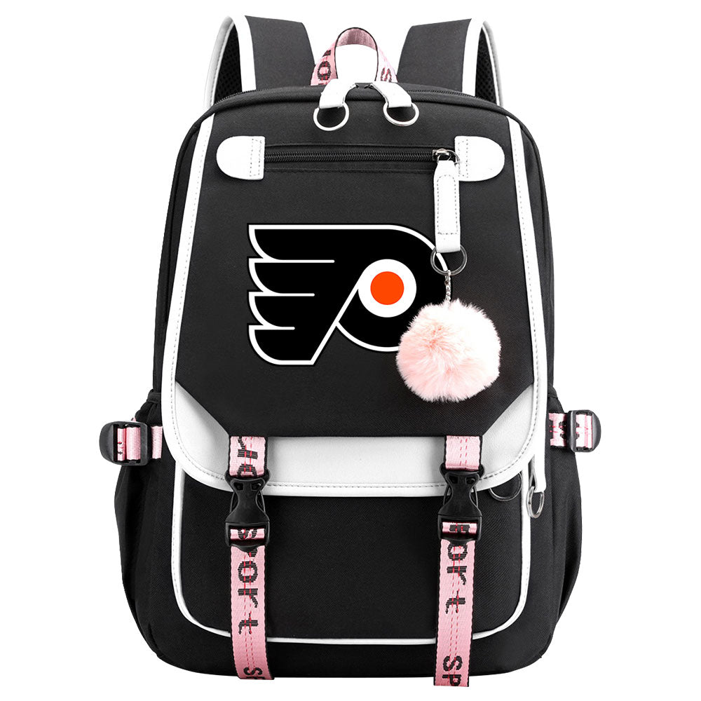 Philadelphia Flyers Hockey League Waterproof Backpack School Notebook Travel Bag USB Charging