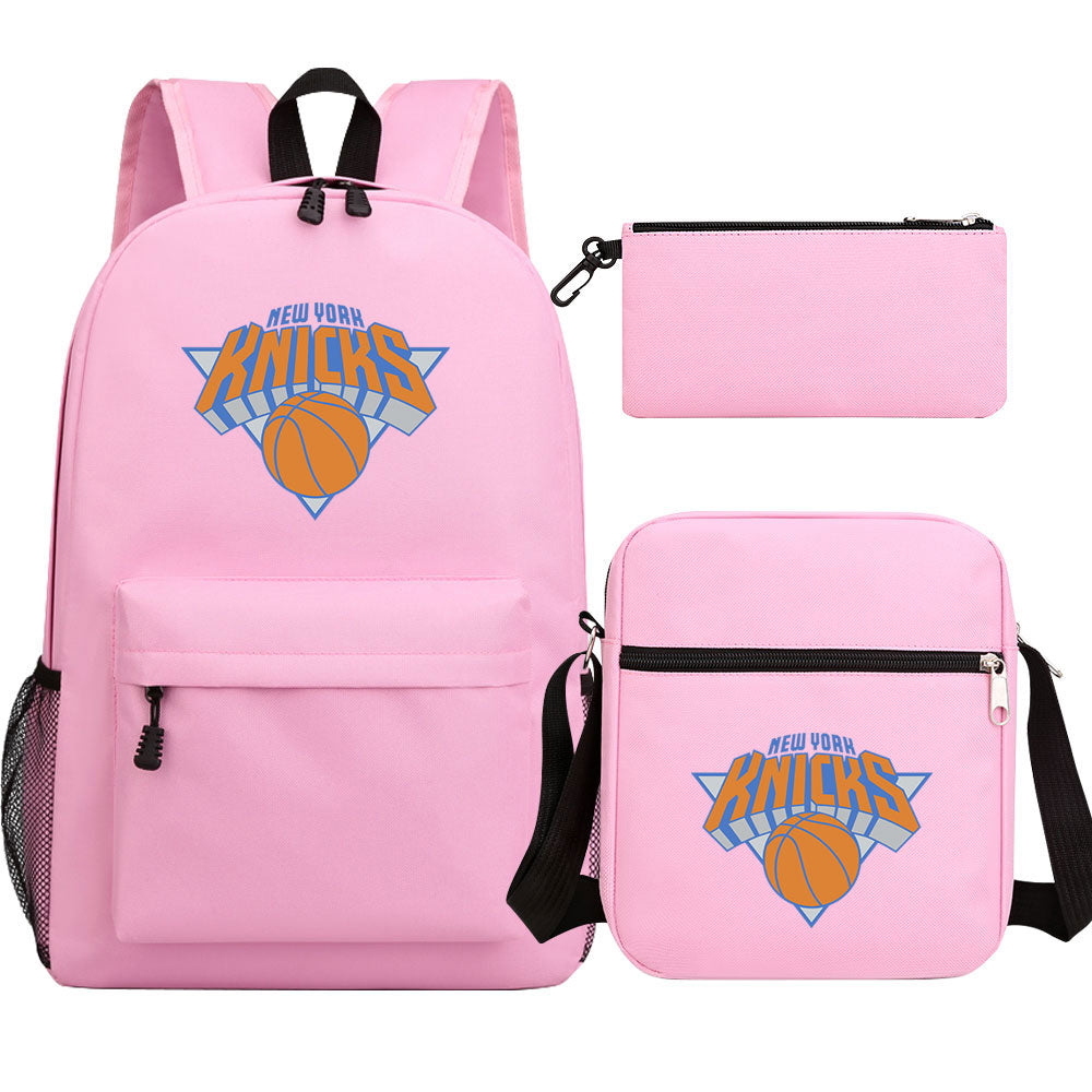 New York Knicks Schoolbag Backpack Shoulder Bag Pencil Bag 3pcs set for Kids Students