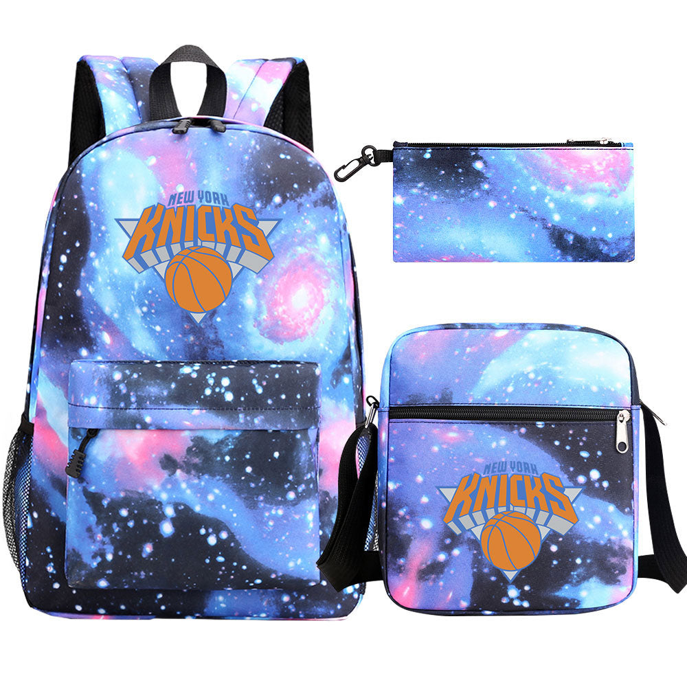 New York Knicks Schoolbag Backpack Shoulder Bag Pencil Bag 3pcs set for Kids Students