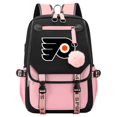 Philadelphia Flyers Hockey League Waterproof Backpack School Notebook Travel Bag USB Charging