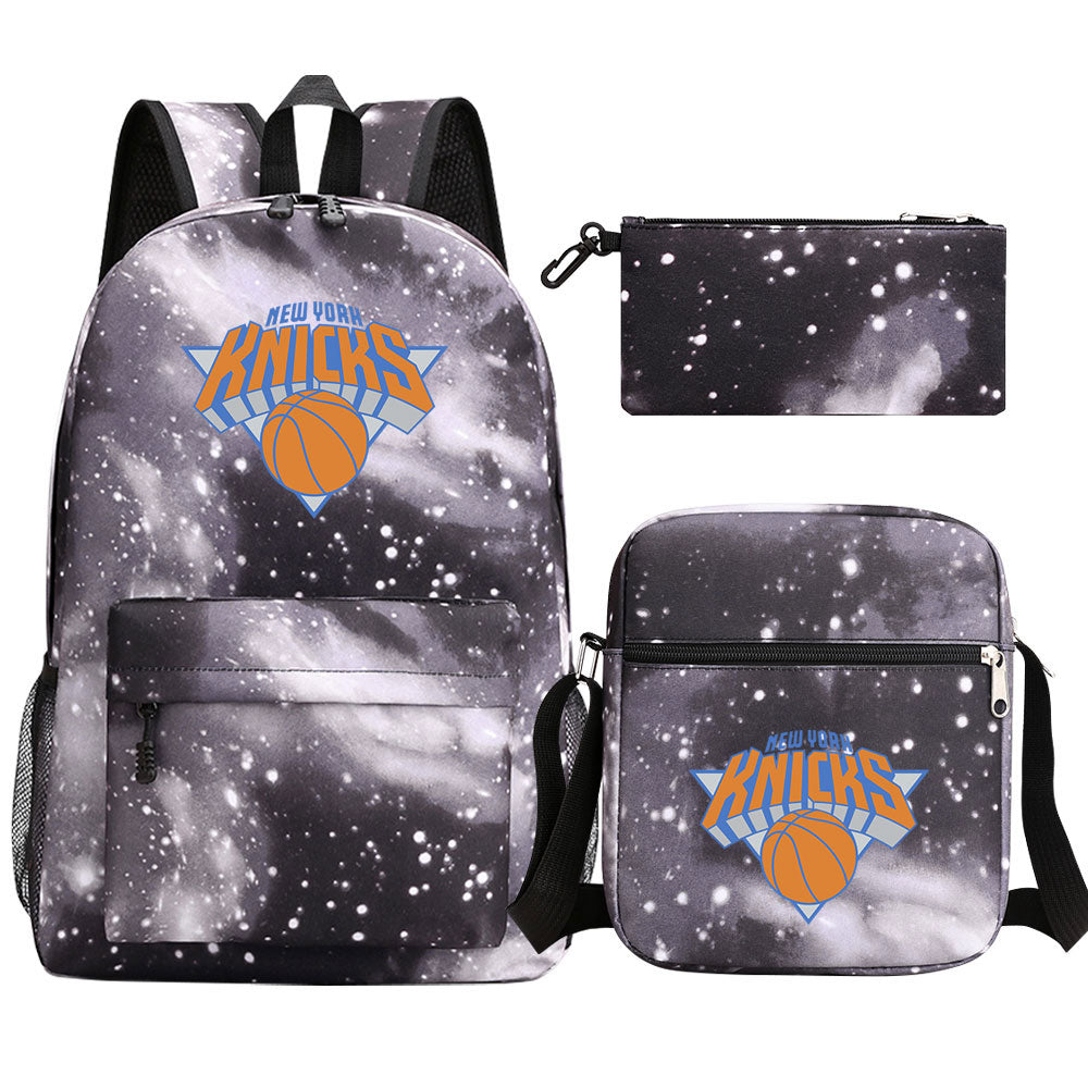 New York Knicks Schoolbag Backpack Shoulder Bag Pencil Bag 3pcs set for Kids Students