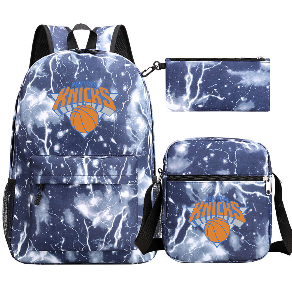 New York Knicks Schoolbag Backpack Shoulder Bag Pencil Bag 3pcs set for Kids Students