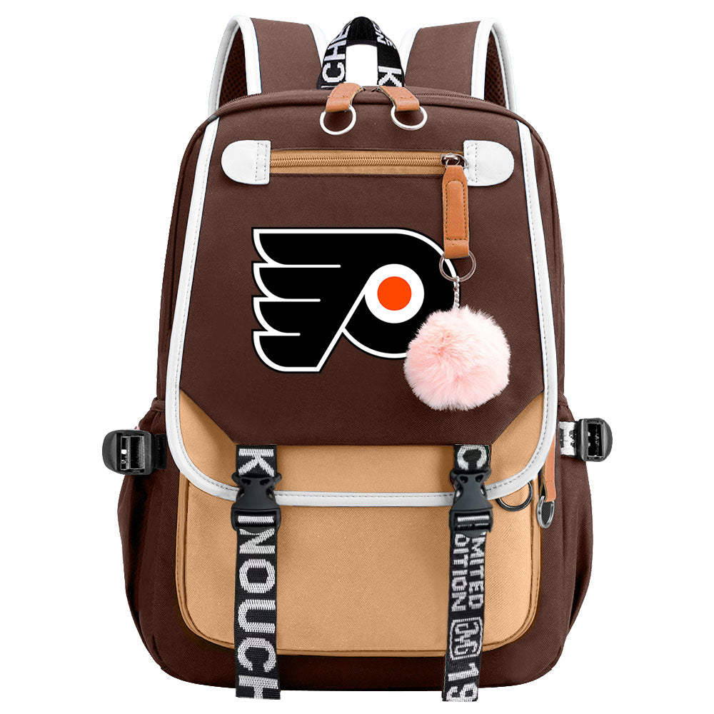 Philadelphia Flyers Hockey League Waterproof Backpack School Notebook Travel Bag USB Charging
