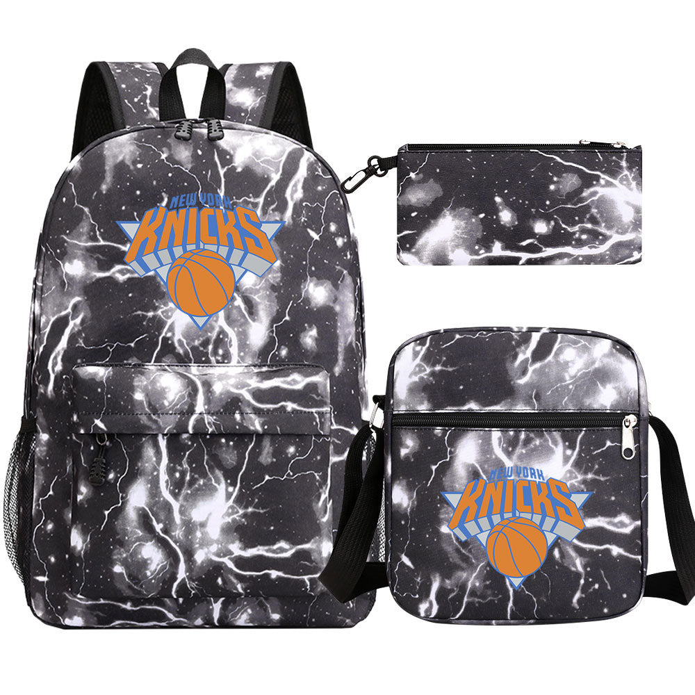 New York Knicks Schoolbag Backpack Shoulder Bag Pencil Bag 3pcs set for Kids Students
