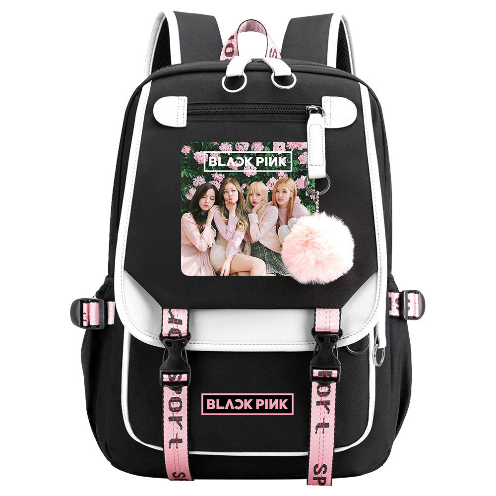 Kpop Blackpink Waterproof Backpack School Notebook Travel Bag USB Charging