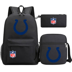 Indianapolis Colts Football Team Printed Schoolbag Backpack Shoulder Bag Pencil Bag 3pcs set for Kids Students