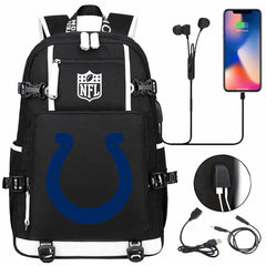 Indianapolis Colts Football Team USB Charging Backpack School Notebook Travel Bags