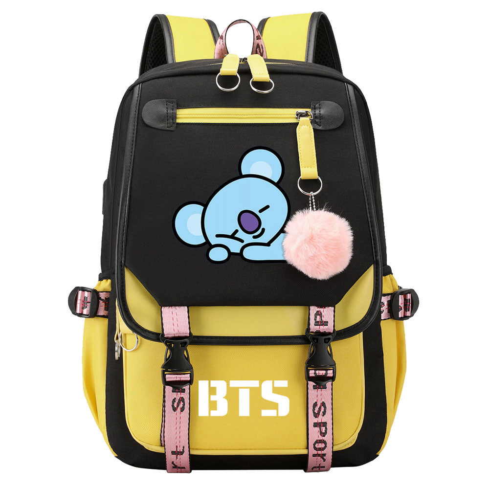 BTS Koya Waterproof Backpack School Notebook Travel Bag USB Charging