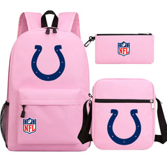 Indianapolis Colts Football Team Printed Schoolbag Backpack Shoulder Bag Pencil Bag 3pcs set for Kids Students