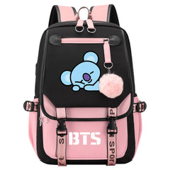 BTS Koya Waterproof Backpack School Notebook Travel Bag USB Charging