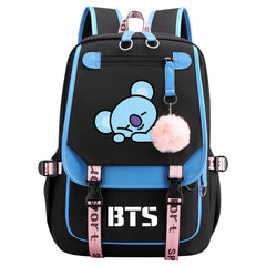 BTS Koya Waterproof Backpack School Notebook Travel Bag USB Charging