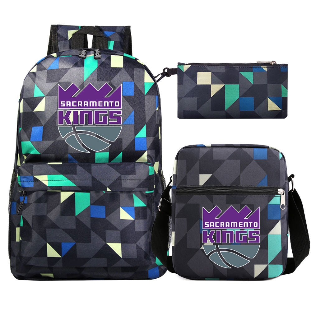 Sacramento Kings Schoolbag Backpack Shoulder Bag Pencil Bag 3pcs set for Kids Students