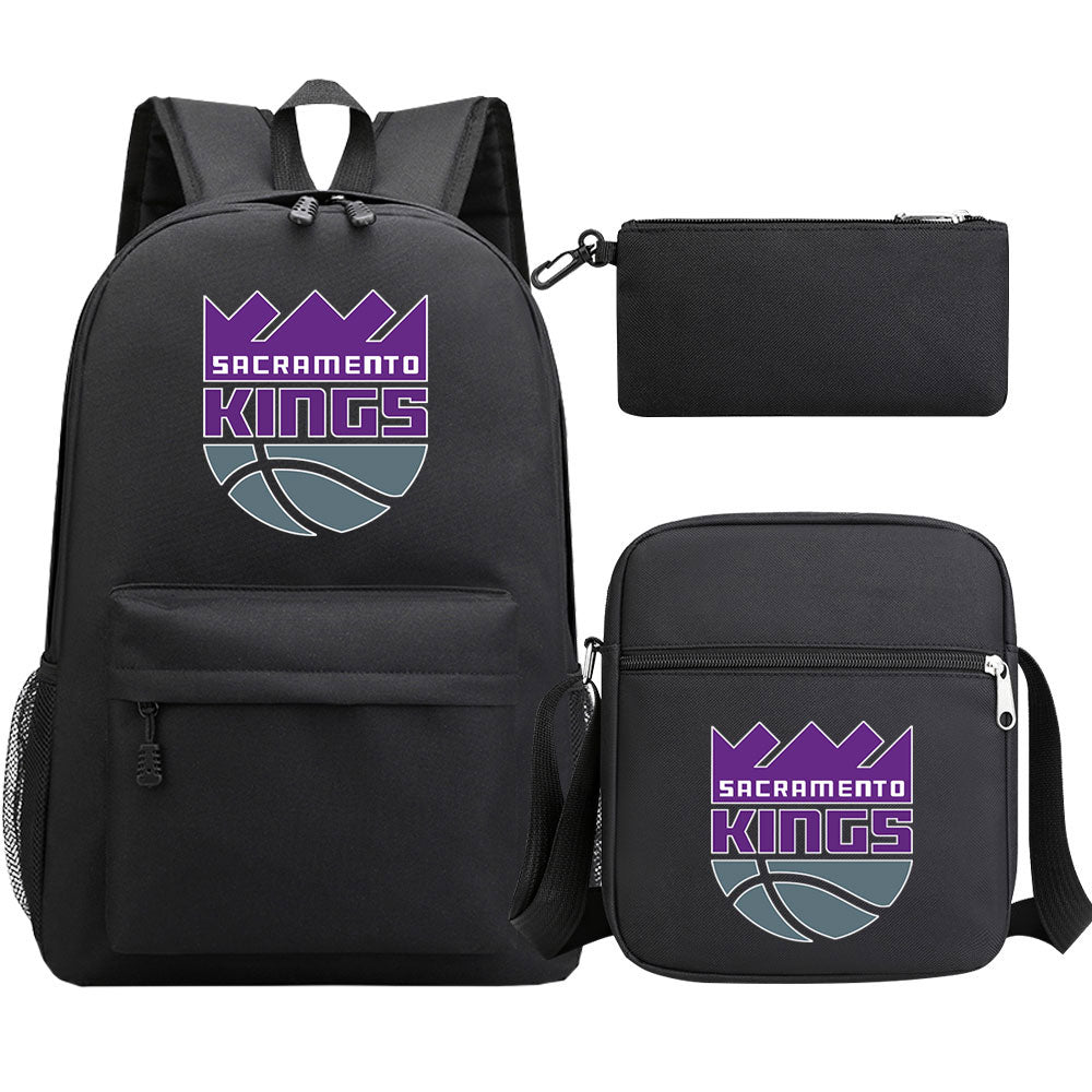 Sacramento Kings Schoolbag Backpack Shoulder Bag Pencil Bag 3pcs set for Kids Students