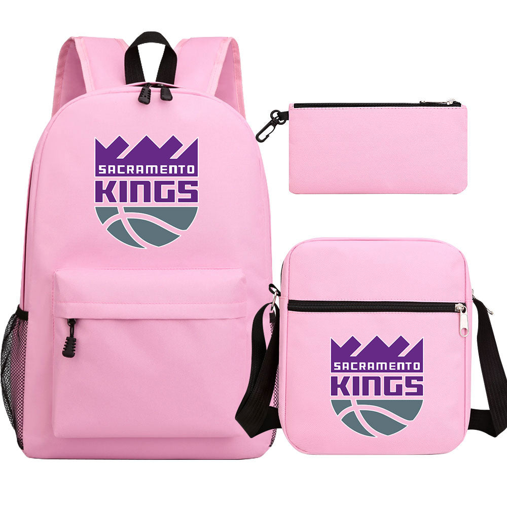 Sacramento Kings Schoolbag Backpack Shoulder Bag Pencil Bag 3pcs set for Kids Students