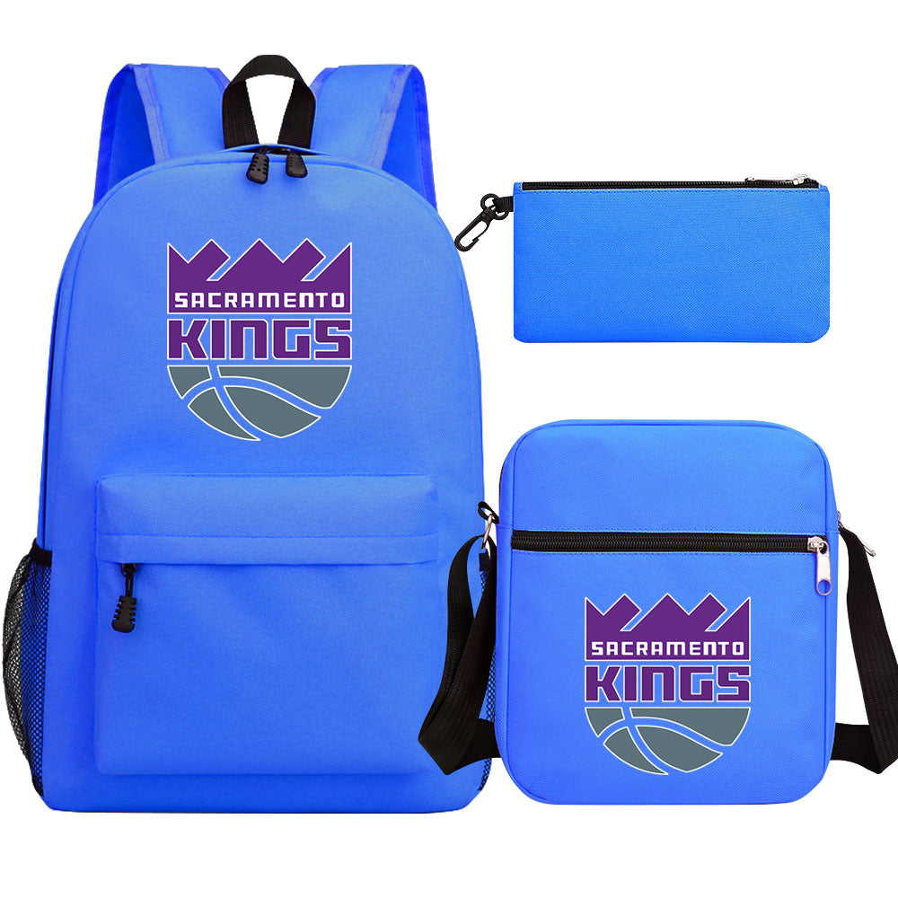 Sacramento Kings Schoolbag Backpack Shoulder Bag Pencil Bag 3pcs set for Kids Students