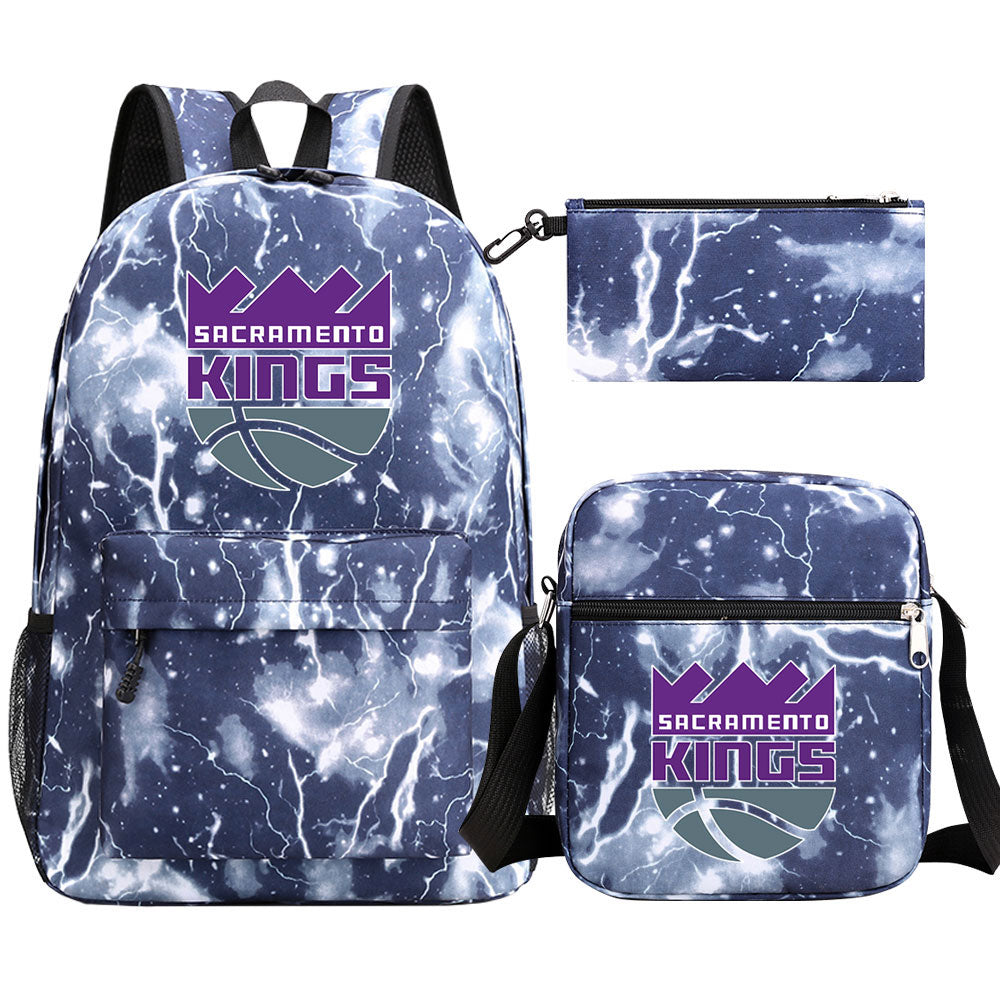 Sacramento Kings Schoolbag Backpack Shoulder Bag Pencil Bag 3pcs set for Kids Students