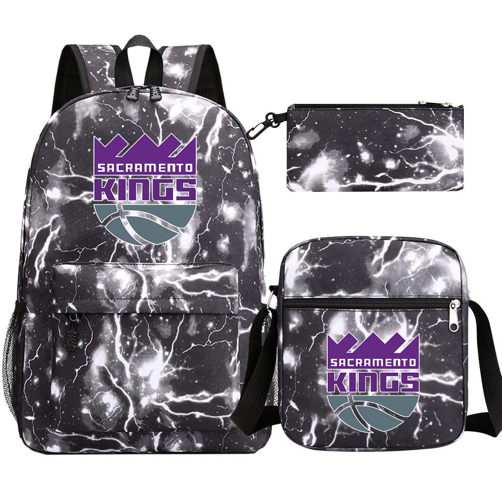 Sacramento Kings Schoolbag Backpack Shoulder Bag Pencil Bag 3pcs set for Kids Students