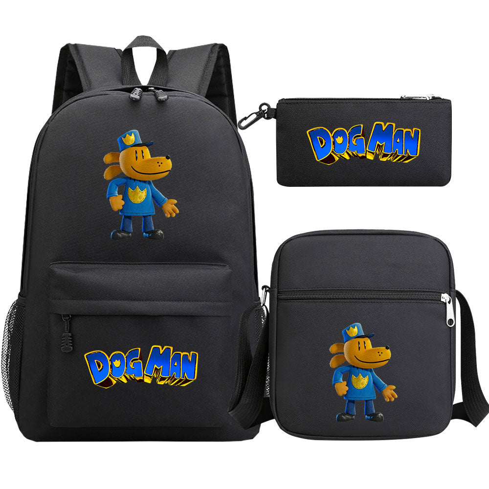 Dog Man Printed Schoolbag Backpack Shoulder Bag Pencil Bag 3pcs set for Kids Students