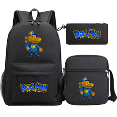 Dog Man Printed Schoolbag Backpack Shoulder Bag Pencil Bag 3pcs set for Kids Students