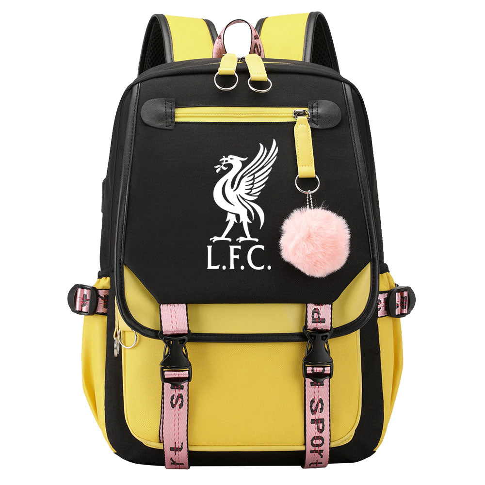 Liverpool Football Club Waterproof Backpack School Notebook Travel Bags USB Charging