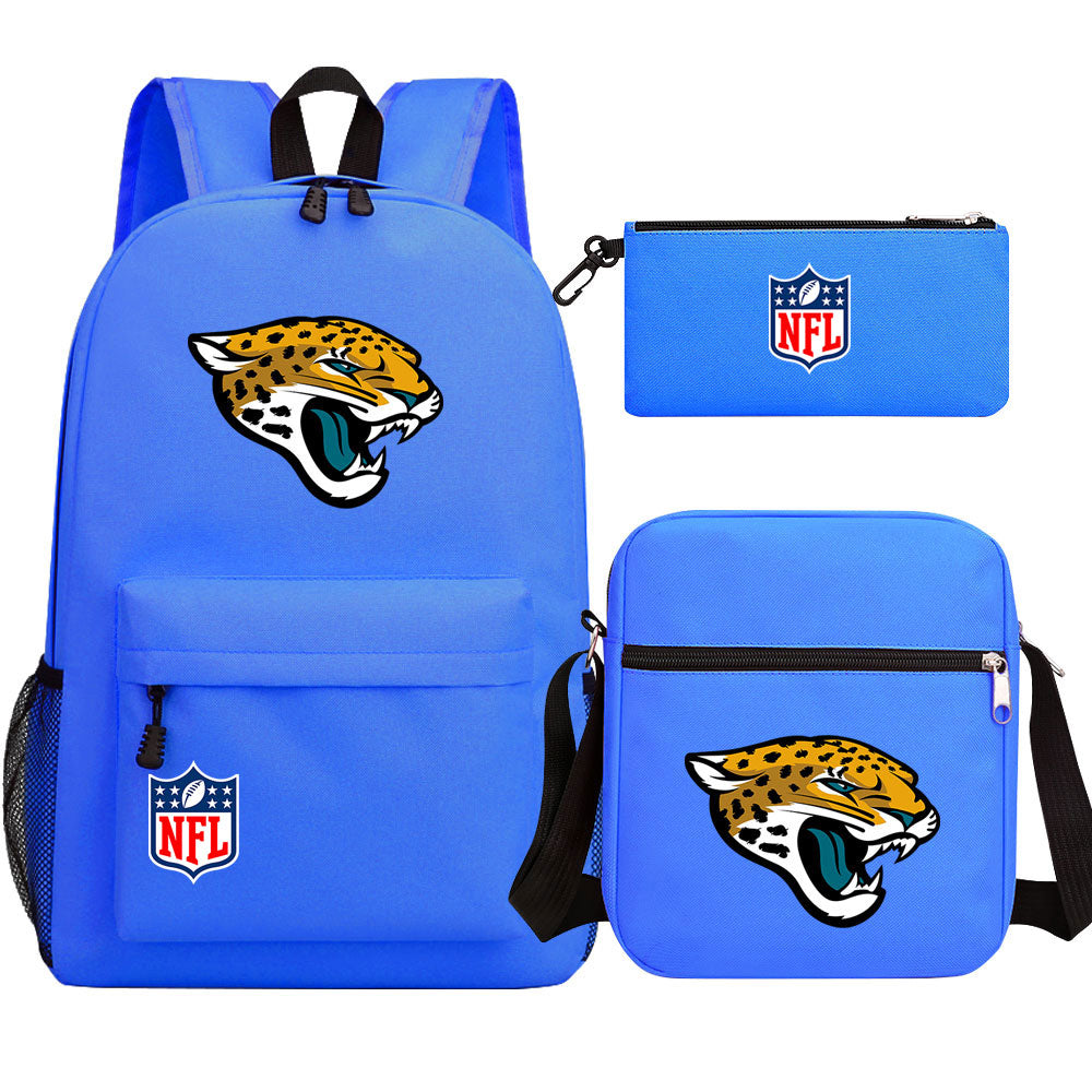 Jacksonville Jaguars Football Team Printed Schoolbag Backpack Shoulder Bag Pencil Bag 3pcs set for Kids Students