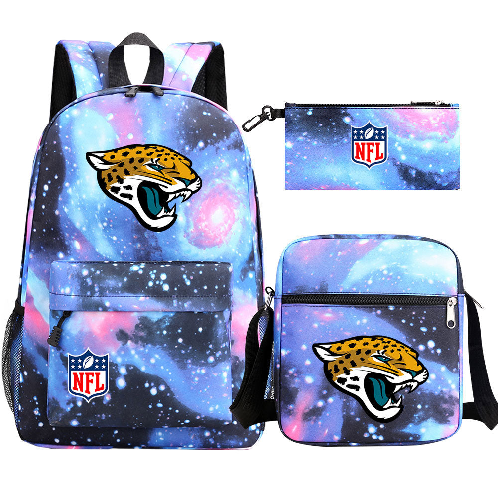 Jacksonville Jaguars Football Team Printed Schoolbag Backpack Shoulder Bag Pencil Bag 3pcs set for Kids Students