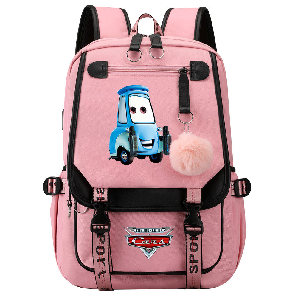 Cars Lightning Waterproof Backpack School Notebook Travel Bags USB Charging