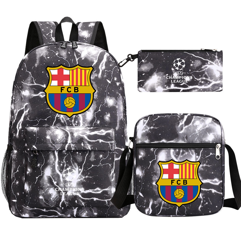 Barcelona Football Club Schoolbag Backpack Shoulder Bag Pencil Bag 3pcs set for Kids Students