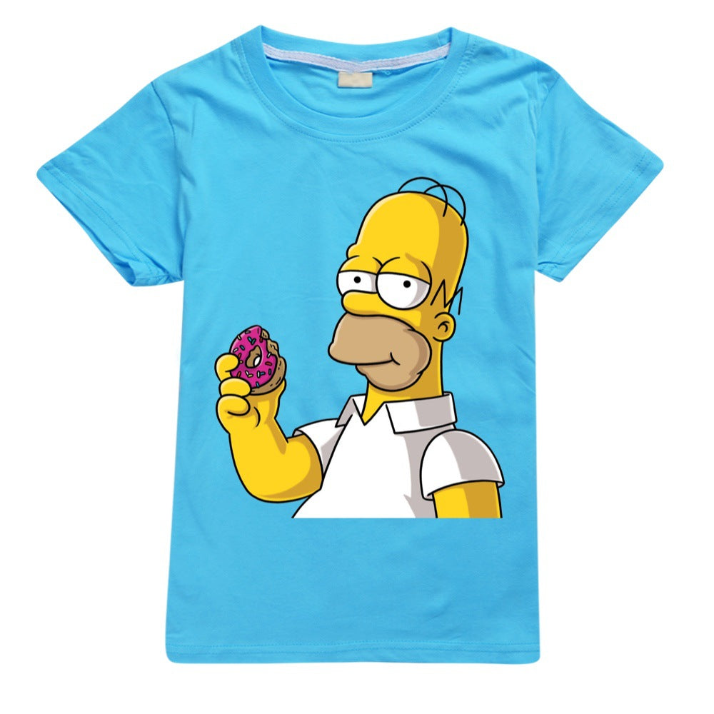 The Simpsons Casual Sweatshirt Spring Autumn Short Sleeve T-Shirts for Kids