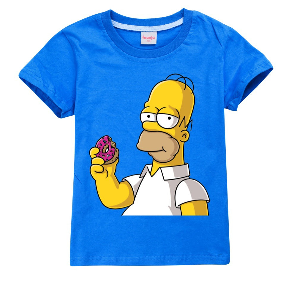 The Simpsons Casual Sweatshirt Spring Autumn Short Sleeve T-Shirts for Kids
