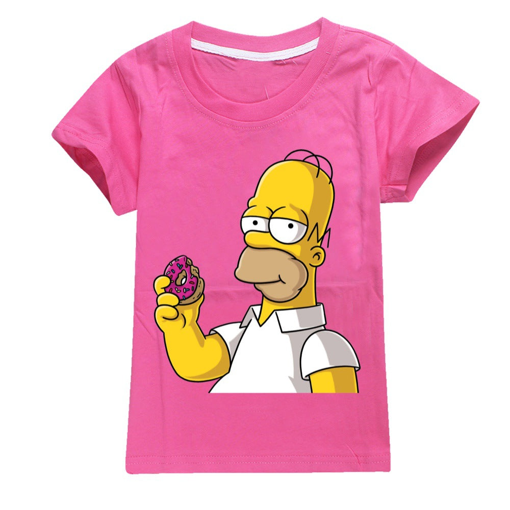 The Simpsons Casual Sweatshirt Spring Autumn Short Sleeve T-Shirts for Kids