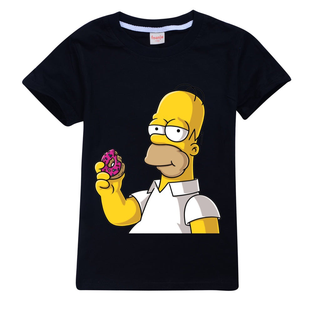 The Simpsons Casual Sweatshirt Spring Autumn Short Sleeve T-Shirts for Kids