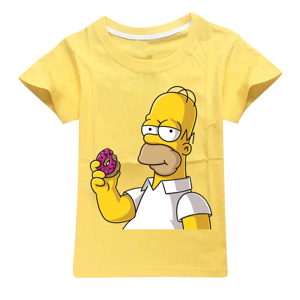 The Simpsons Casual Sweatshirt Spring Autumn Short Sleeve T-Shirts for Kids