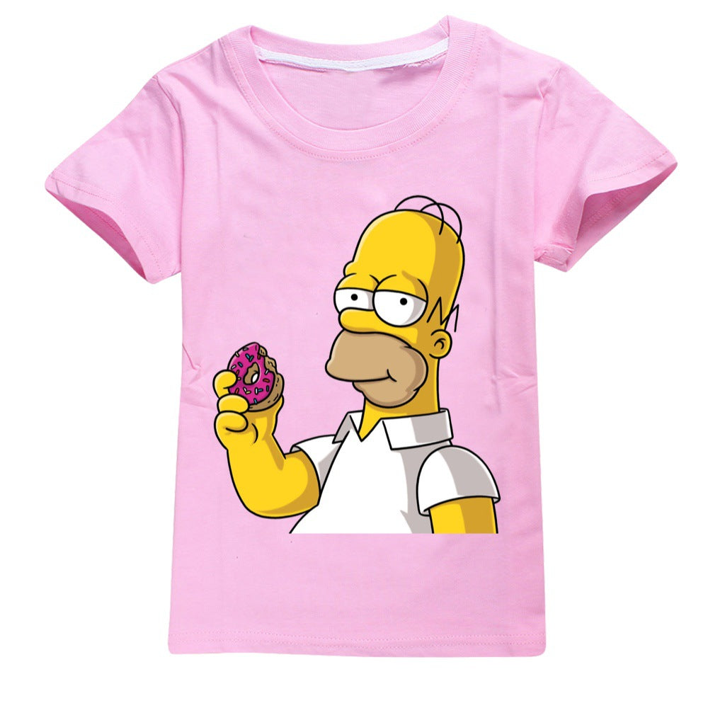 The Simpsons Casual Sweatshirt Spring Autumn Short Sleeve T-Shirts for Kids