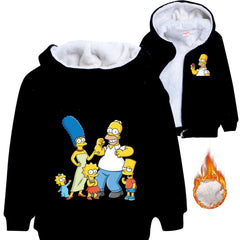 The Simpsons Sherpa Lined Hoodie Fleece Sweatshirt Full Zip Hooded Jacket for Kids