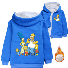 The Simpsons Sherpa Lined Hoodie Fleece Sweatshirt Full Zip Hooded Jacket for Kids