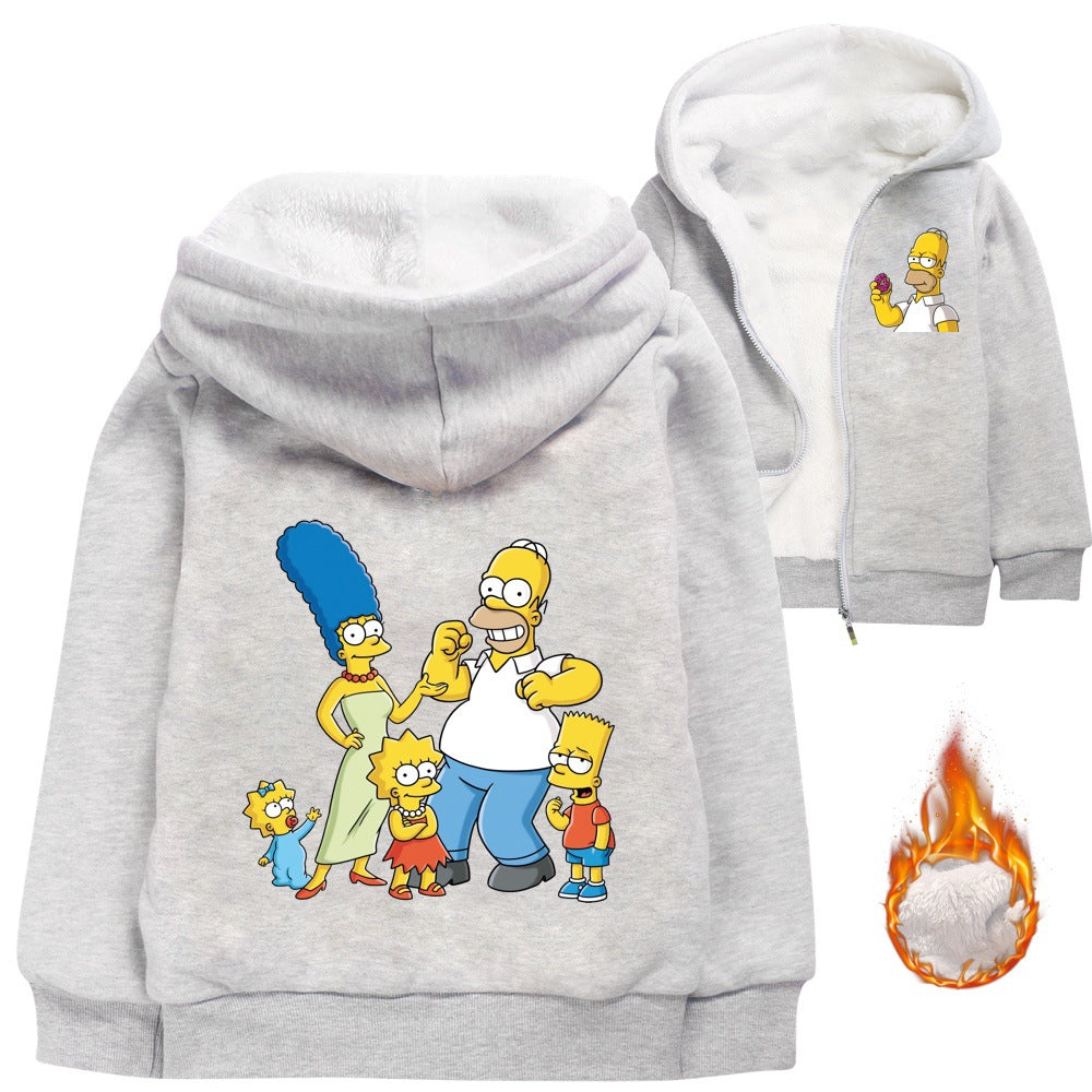 The Simpsons Sherpa Lined Hoodie Fleece Sweatshirt Full Zip Hooded Jacket for Kids