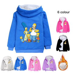 The Simpsons Sherpa Lined Hoodie Fleece Sweatshirt Full Zip Hooded Jacket for Kids