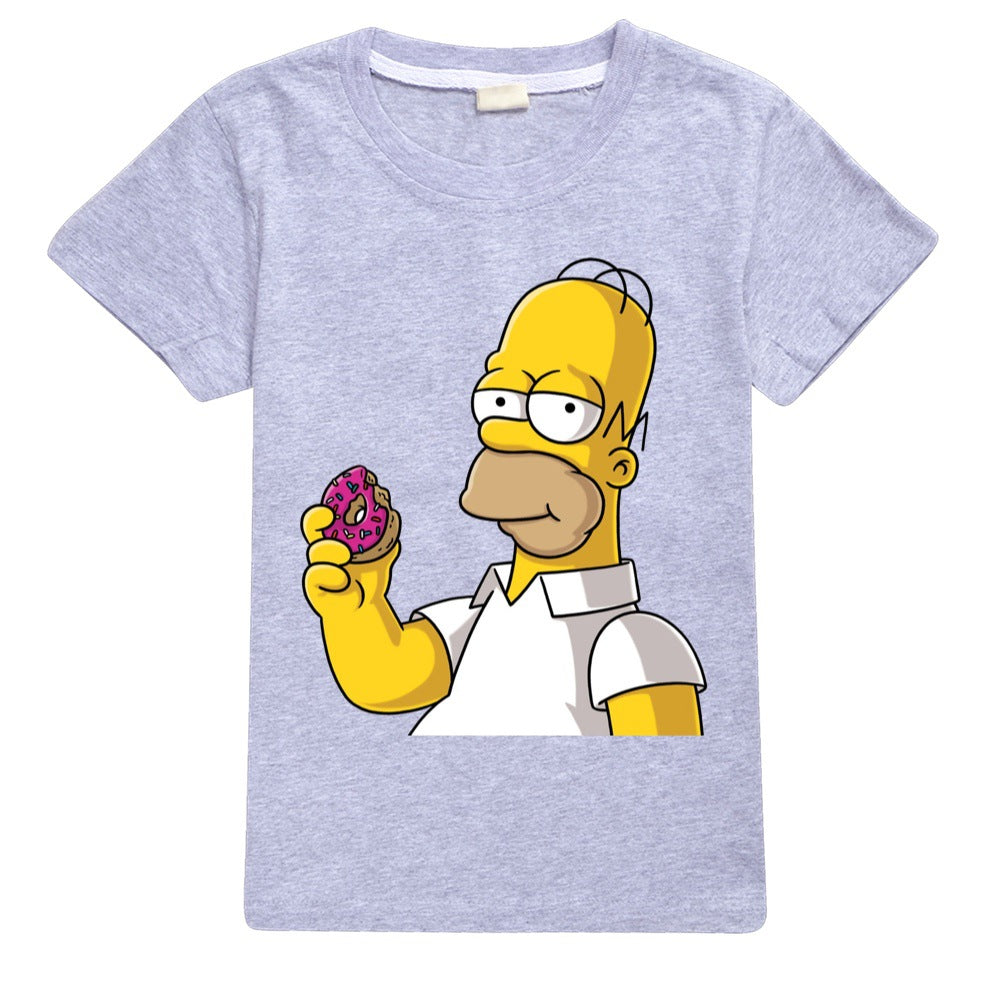 The Simpsons Casual Sweatshirt Spring Autumn Short Sleeve T-Shirts for Kids