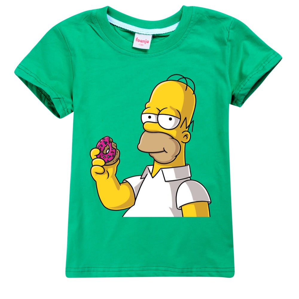 The Simpsons Casual Sweatshirt Spring Autumn Short Sleeve T-Shirts for Kids