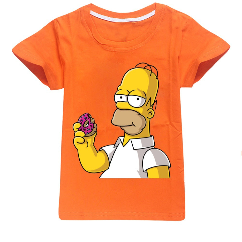The Simpsons Casual Sweatshirt Spring Autumn Short Sleeve T-Shirts for Kids
