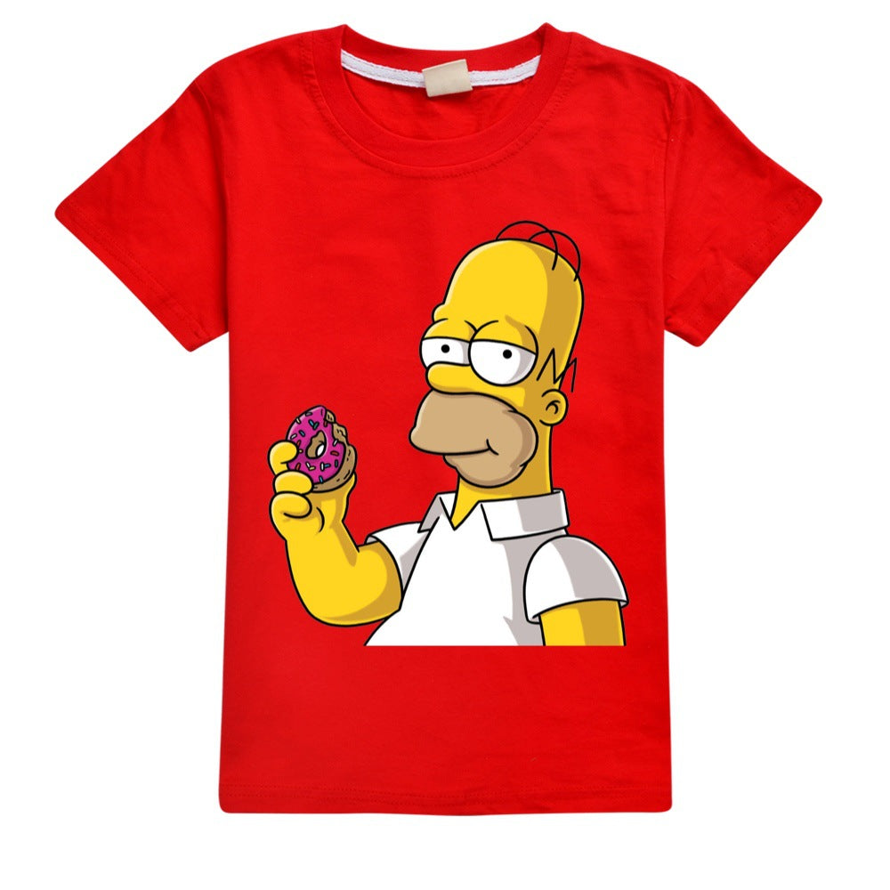 The Simpsons Casual Sweatshirt Spring Autumn Short Sleeve T-Shirts for Kids